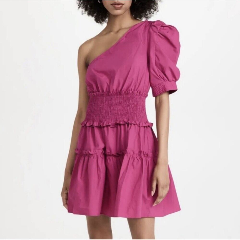 En Saison Celia One Shoulder Pink Purple Mini Dress Medium NWT